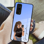 Mobile Girl Glass Case For Vivo - ShopOnCliQ