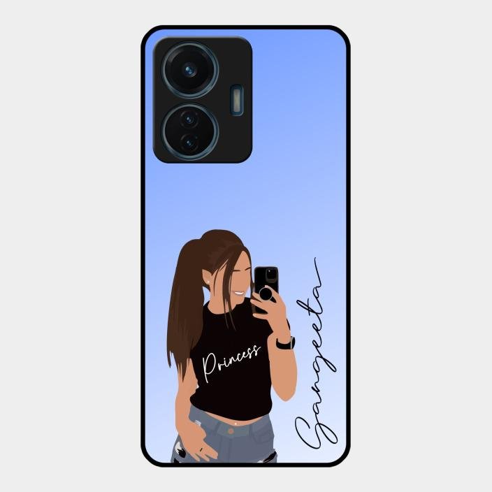 Mobile Girl Glass Case Cover For Iqoo Z6 Lite 5G