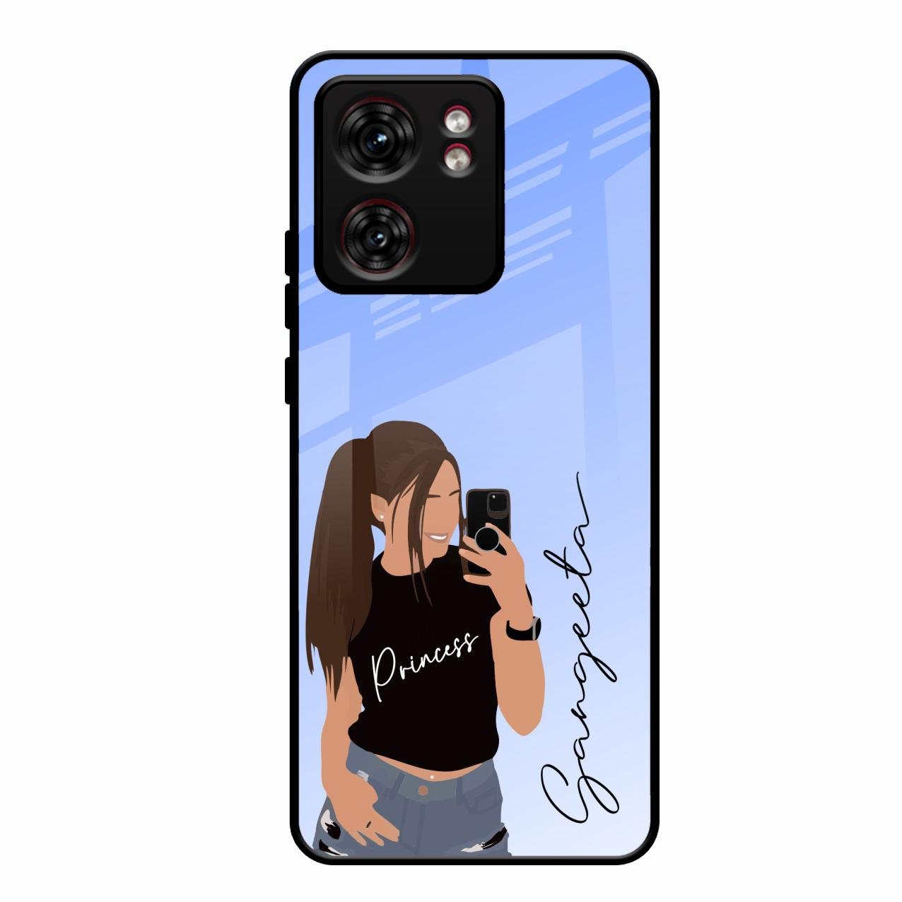 Mobile Girl Glass Case Cover For Motorola Edge 40
