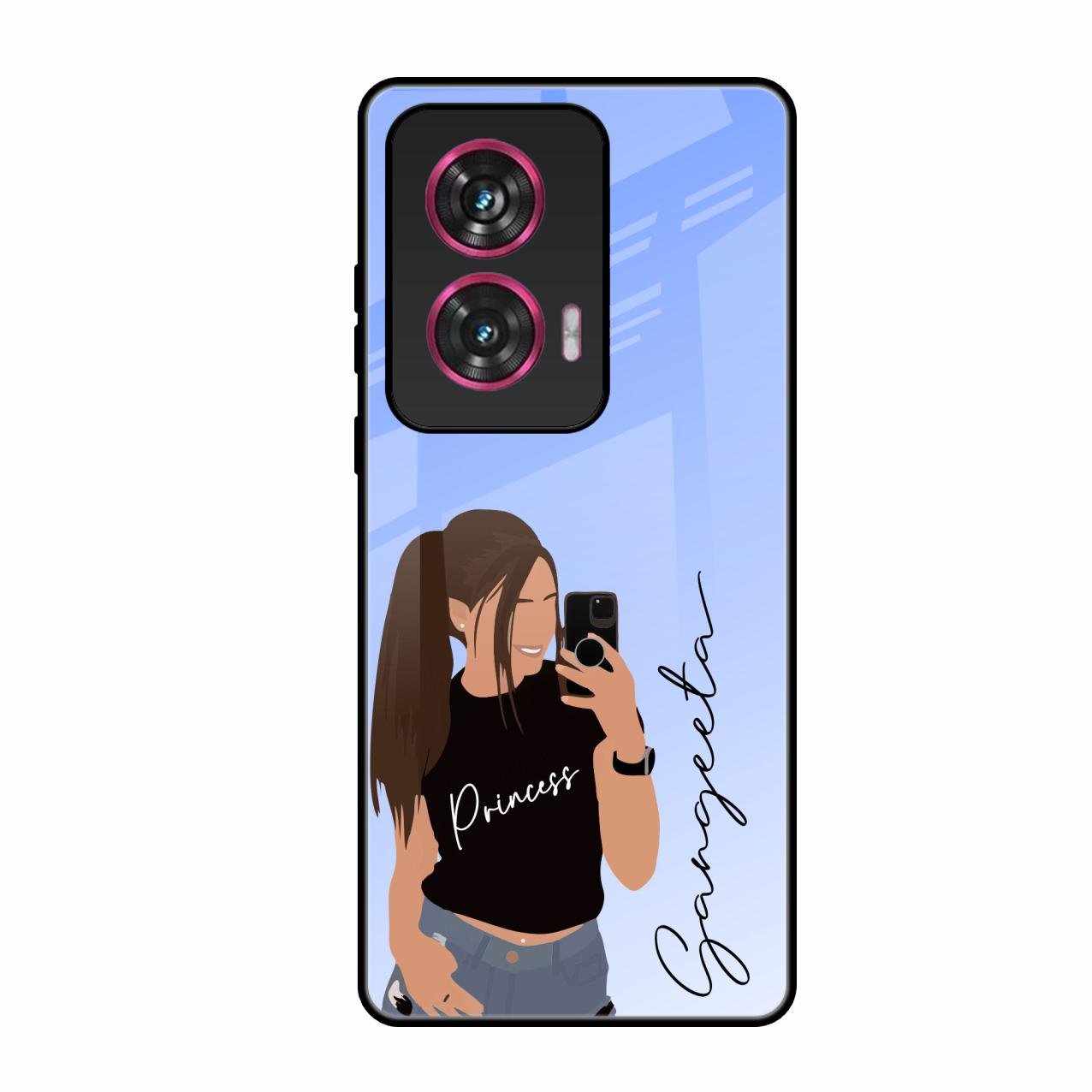 Mobile Girl Glass Case Cover For Motorola Edge 50 Fusion 5G