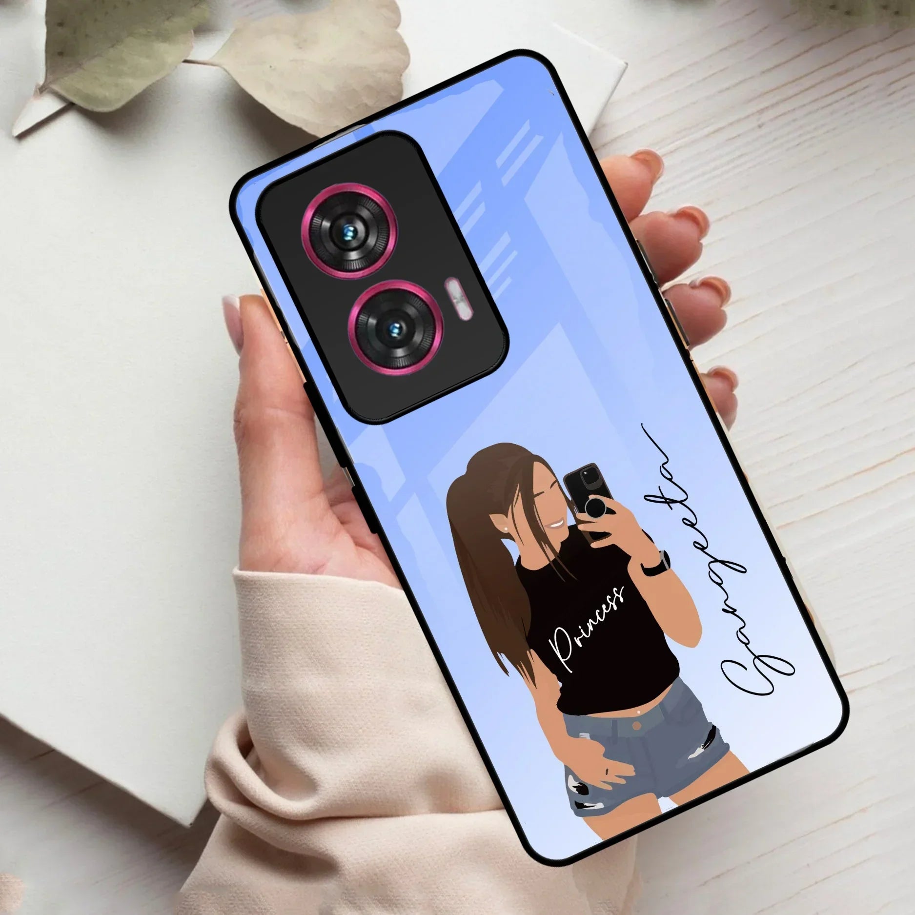 Mobile Girl Glass Case Cover For Motorola - ShopOnCliQ