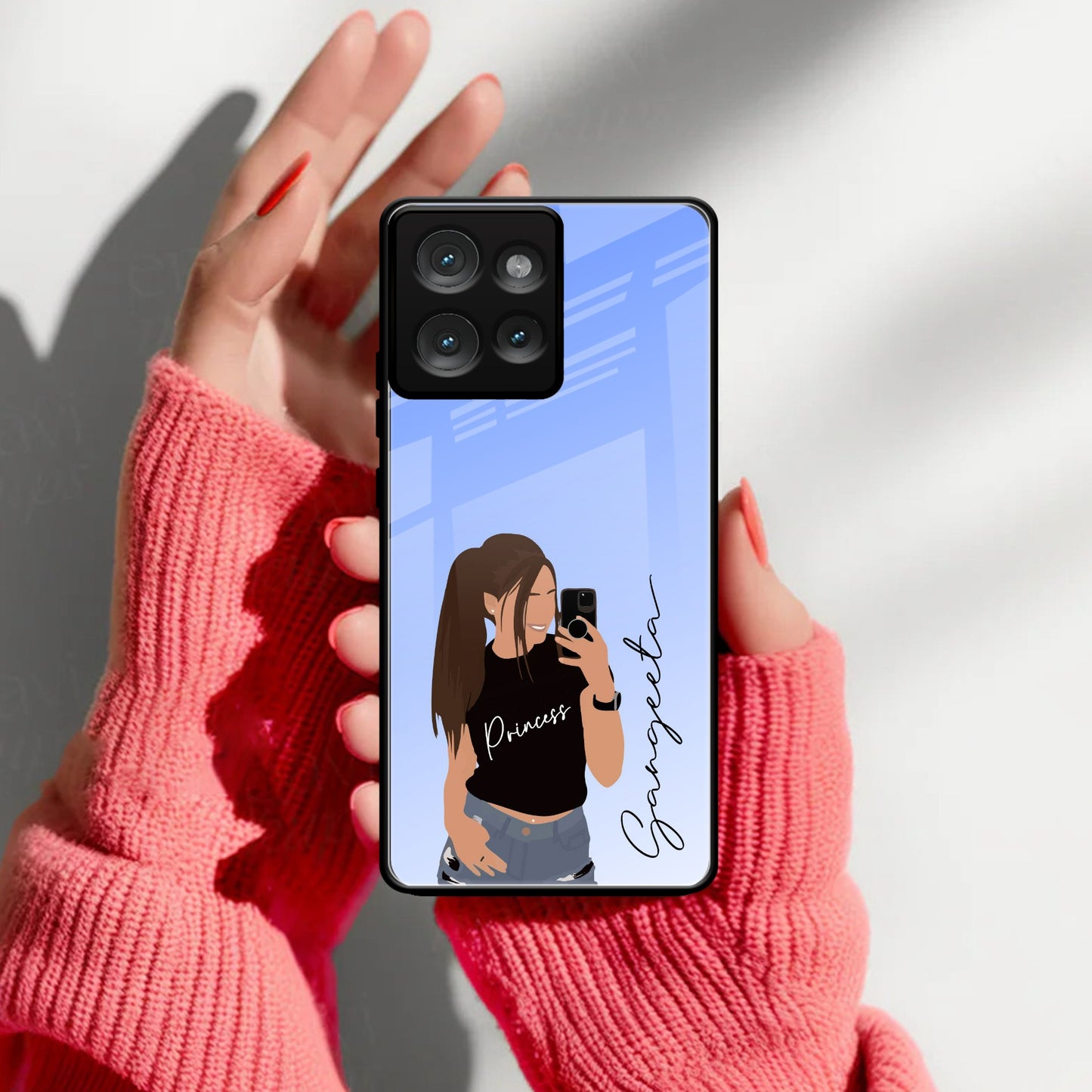 Mobile Girl  Glass Case Cover For Motorola