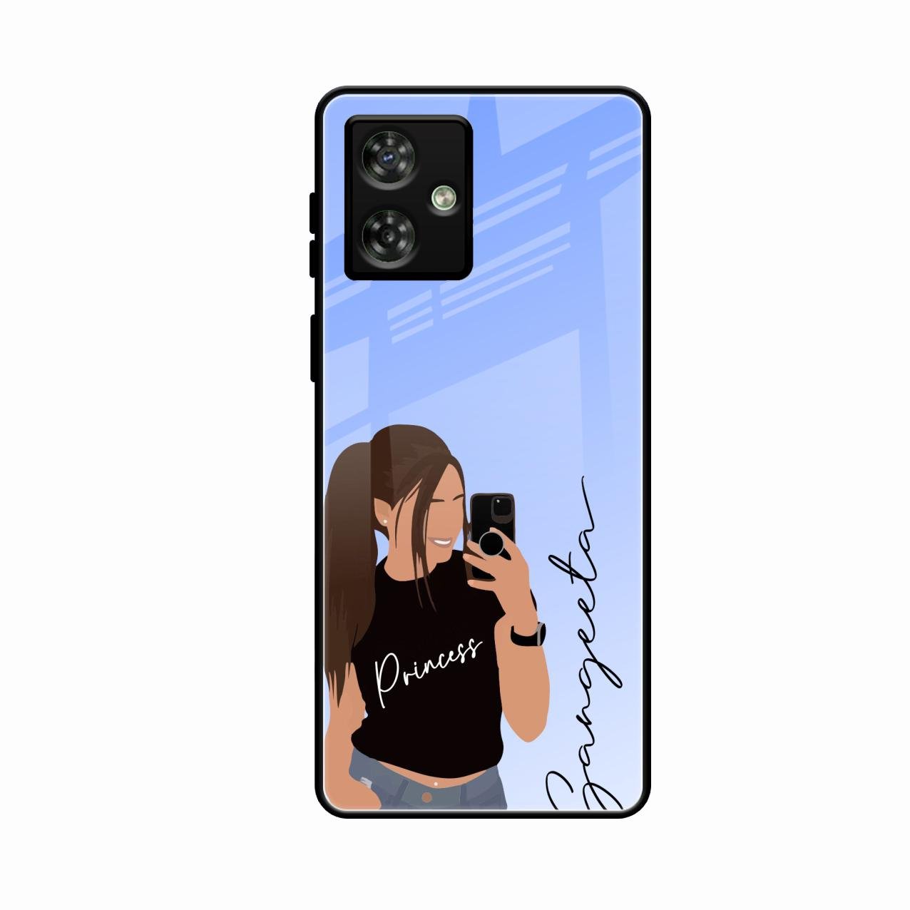 Mobile Girl Glass Case Cover For Motorola G54 5G