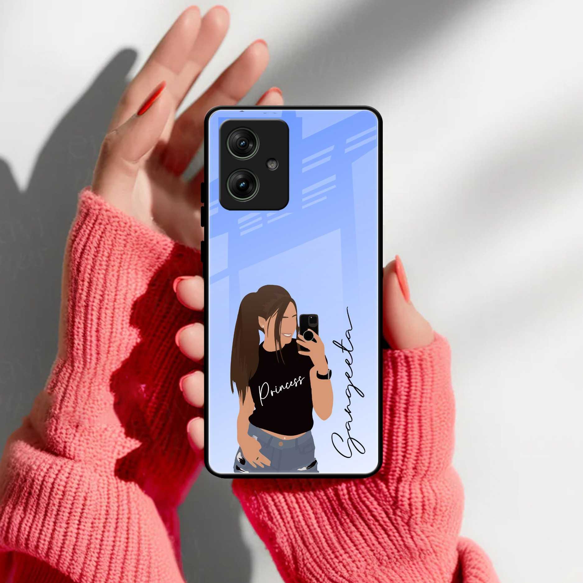 Mobile Girl  Glass Case Cover For Motorola