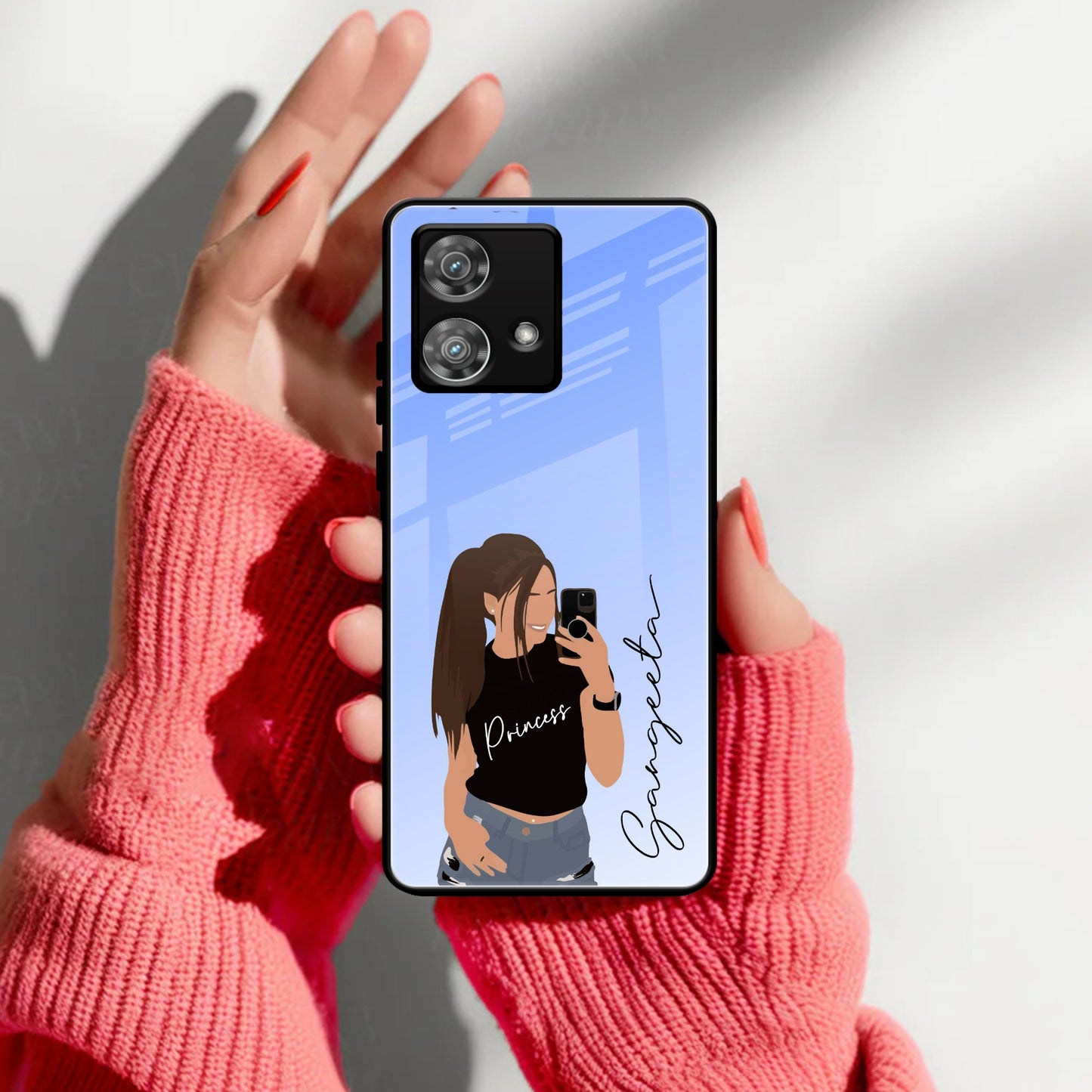 Mobile Girl  Glass Case Cover For Motorola