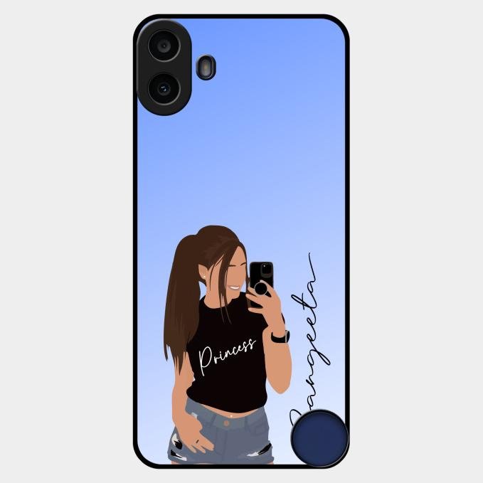 Mobile Girl Glass Case Cover For Nothing Cmf Phone 1