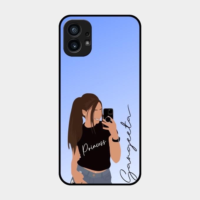 Mobile Girl Glass Case Cover For Nothing Phone 1