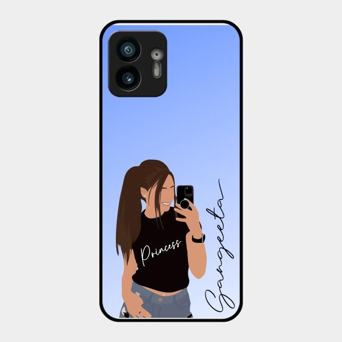 Mobile Girl Glass Case Cover For Nothing Phone 2