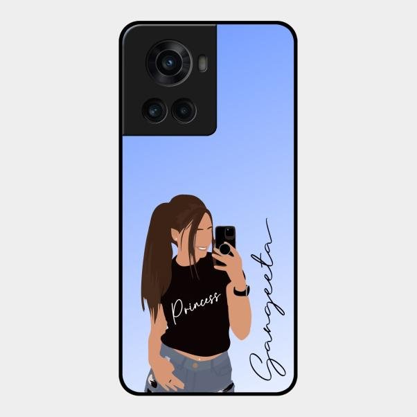 Mobile Girl Glass Case Cover For Oneplus 10R 5G