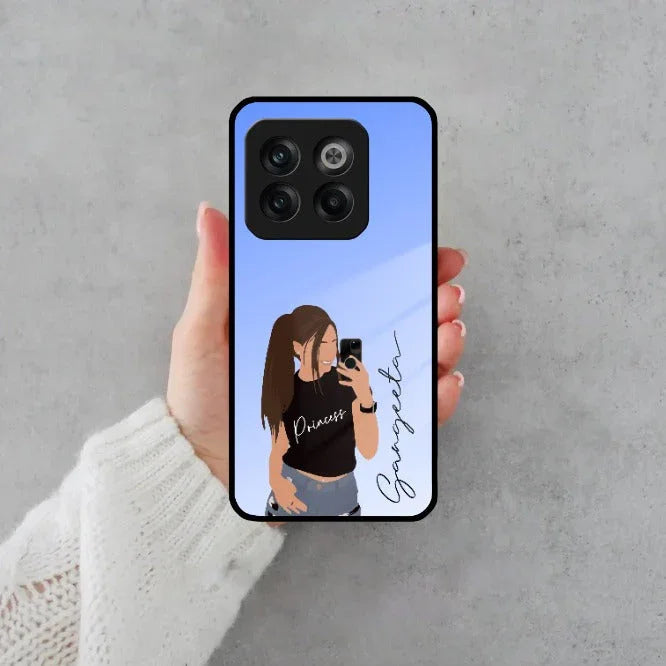 Mobile Girl Glass Case Cover For OnePlus - ShopOnCliQ