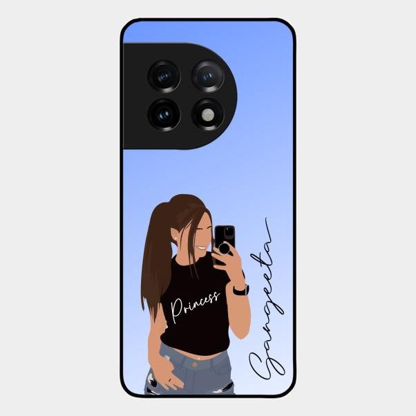 Mobile Girl Glass Case Cover For Oneplus 11 5G