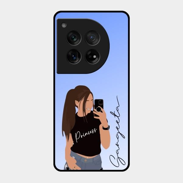 Mobile Girl Glass Case Cover For Oneplus 12 5G