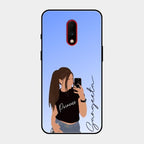 Mobile Girl Glass Case Cover For Oneplus 7
