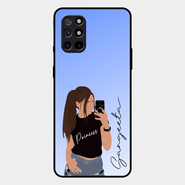 Mobile Girl Glass Case Cover For Oneplus 8T