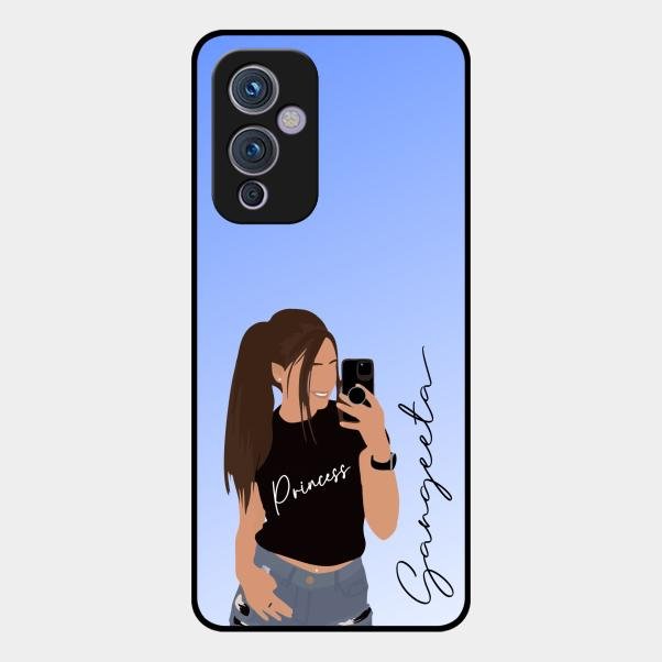 Mobile Girl Glass Case Cover For Oneplus 9 5G