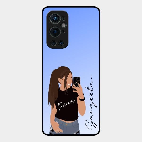 Mobile Girl Glass Case Cover For Oneplus 9 Pro 5G