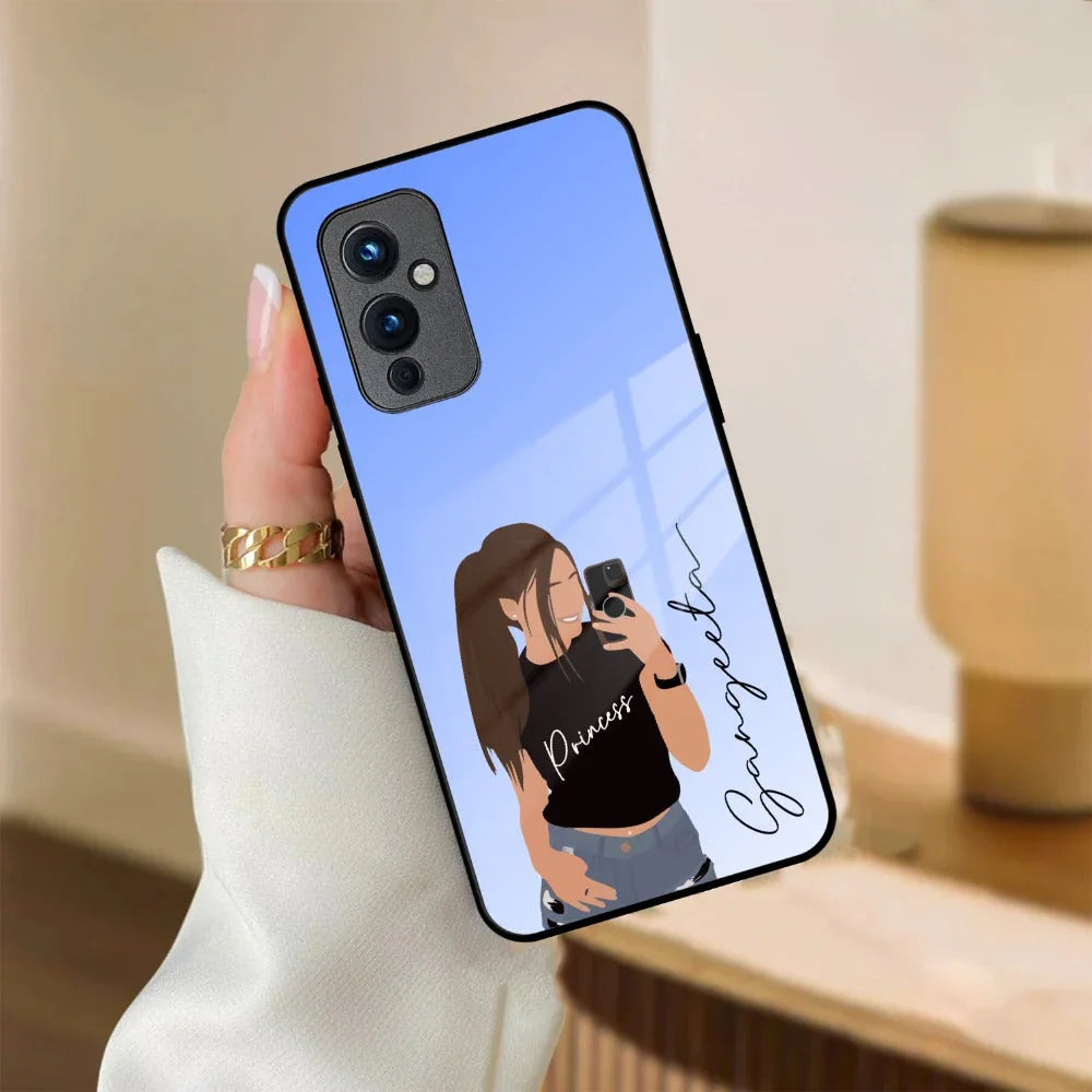 Mobile Girl Glass Case Cover For OnePlus - ShopOnCliQ