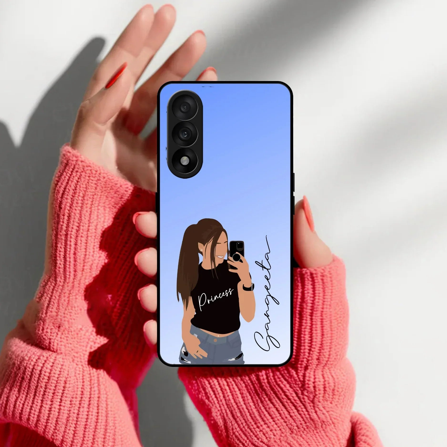 Mobile Girl Glass Case Cover For OnePlus - ShopOnCliQ