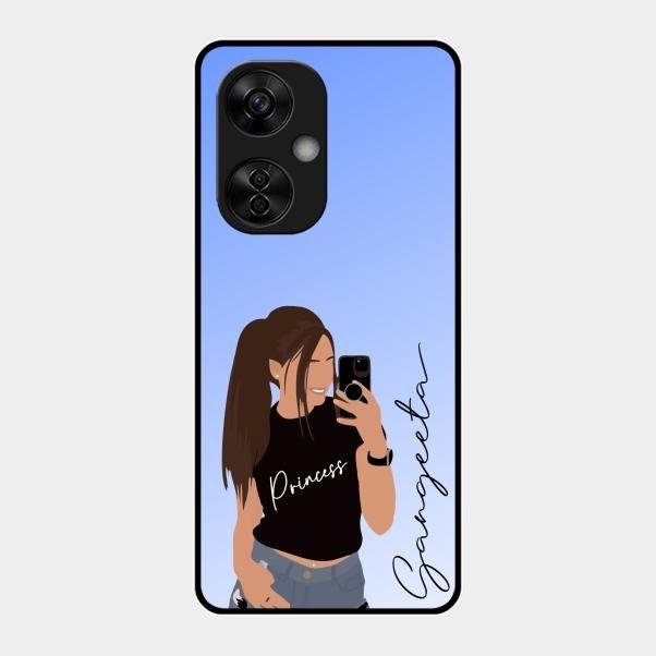 Mobile Girl Glass Case Cover For Oneplus Nord Ce 3 Lite 5G