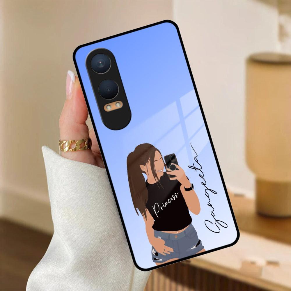 Mobile Girl Glass Case Cover For OnePlus