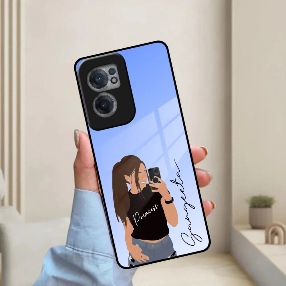 Mobile Girl Glass Case Cover For OnePlus - ShopOnCliQ