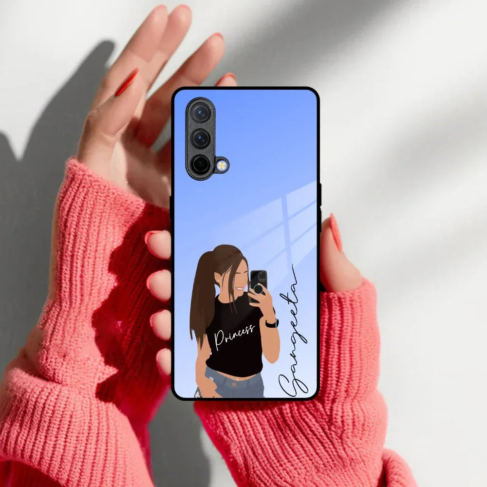 Mobile Girl Glass Case Cover For OnePlus - ShopOnCliQ