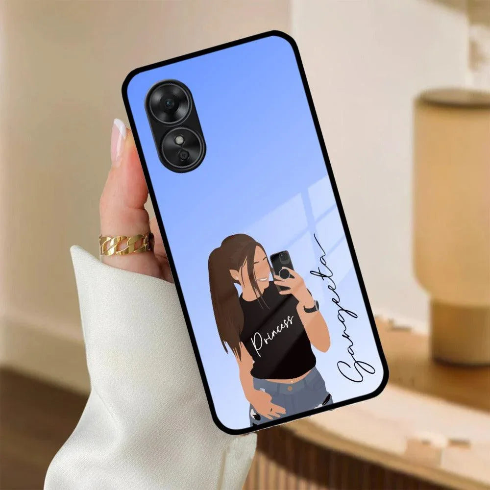 Mobile Girl Glass Case Cover For Oppo - ShopOnCliQ