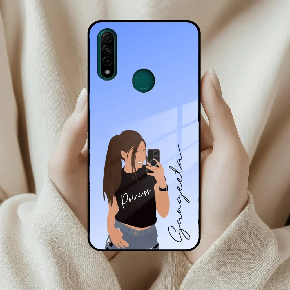 Mobile Girl Glass Case Cover For Oppo - ShopOnCliQ