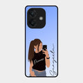 Mobile Girl Glass Case Cover For Oppo A3X 5G
