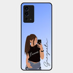 Mobile Girl Glass Case Cover For Oppo A55