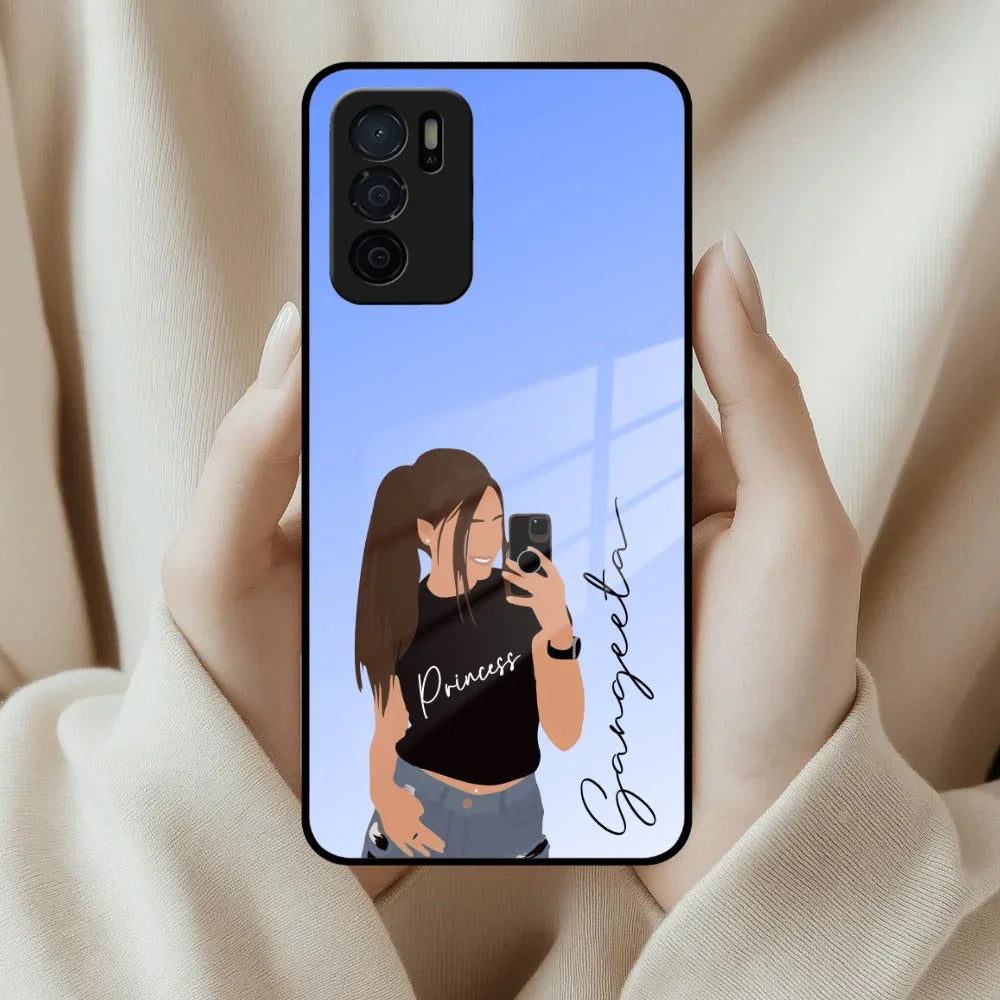 Mobile Girl Glass Case Cover For Oppo - ShopOnCliQ