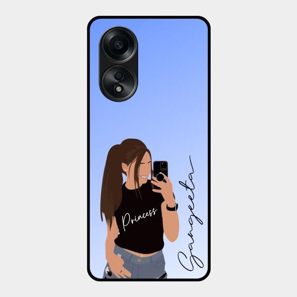Mobile Girl Glass Case Cover For Oppo A58
