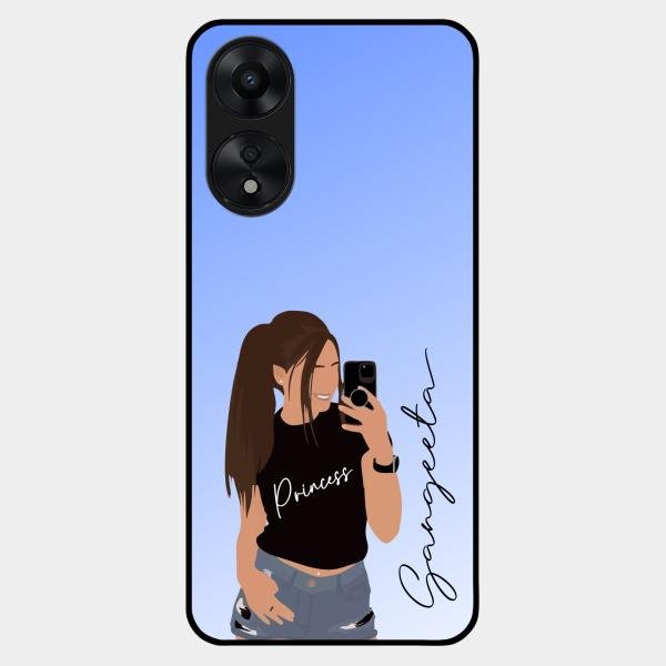 Mobile Girl Glass Case Cover For Oppo A78 5G