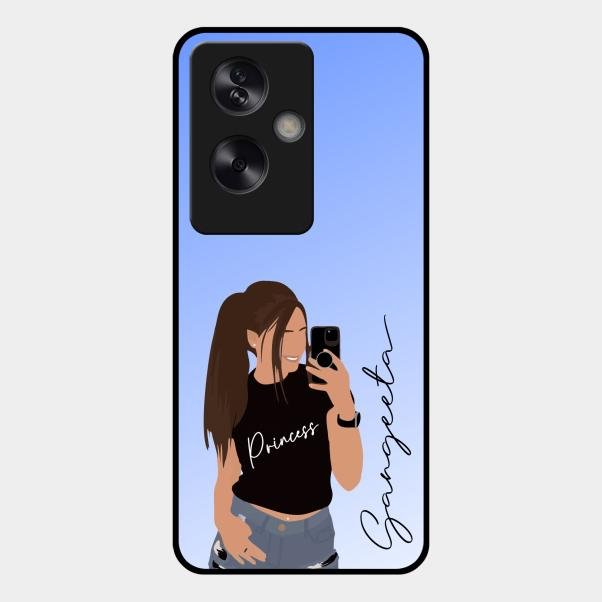 Mobile Girl Glass Case Cover For Oppo A79 5G