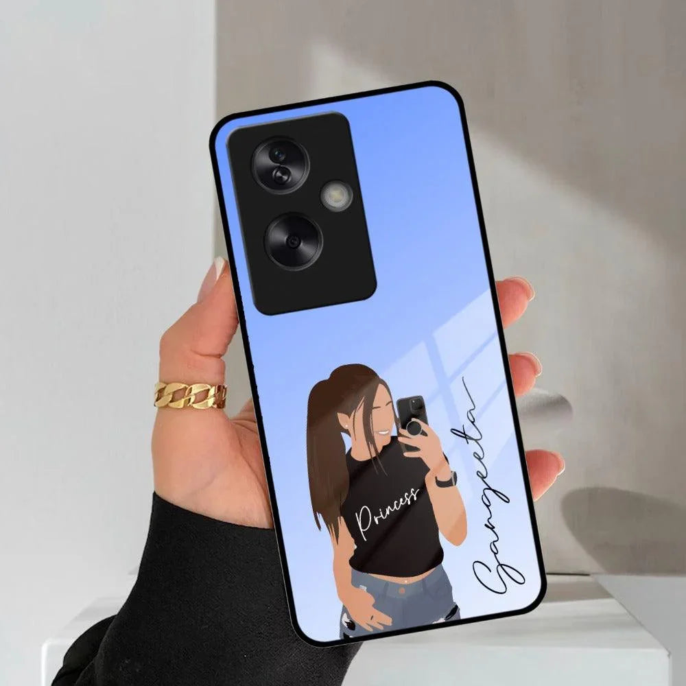 Mobile Girl Glass Case Cover For Oppo - ShopOnCliQ