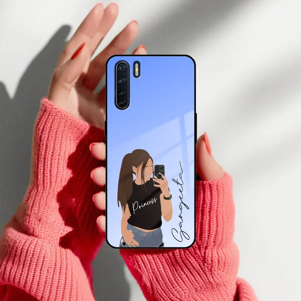 Mobile Girl Glass Case Cover For Oppo - ShopOnCliQ
