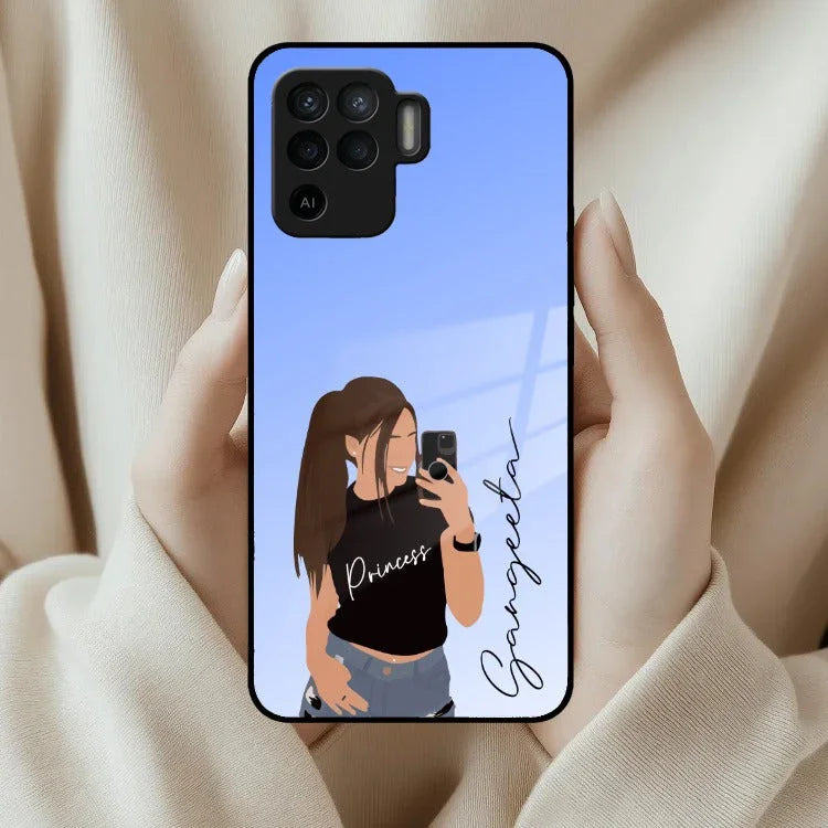 Mobile Girl Glass Case Cover For Oppo - ShopOnCliQ
