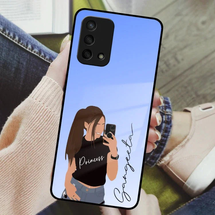 Mobile Girl Glass Case Cover For Oppo - ShopOnCliQ