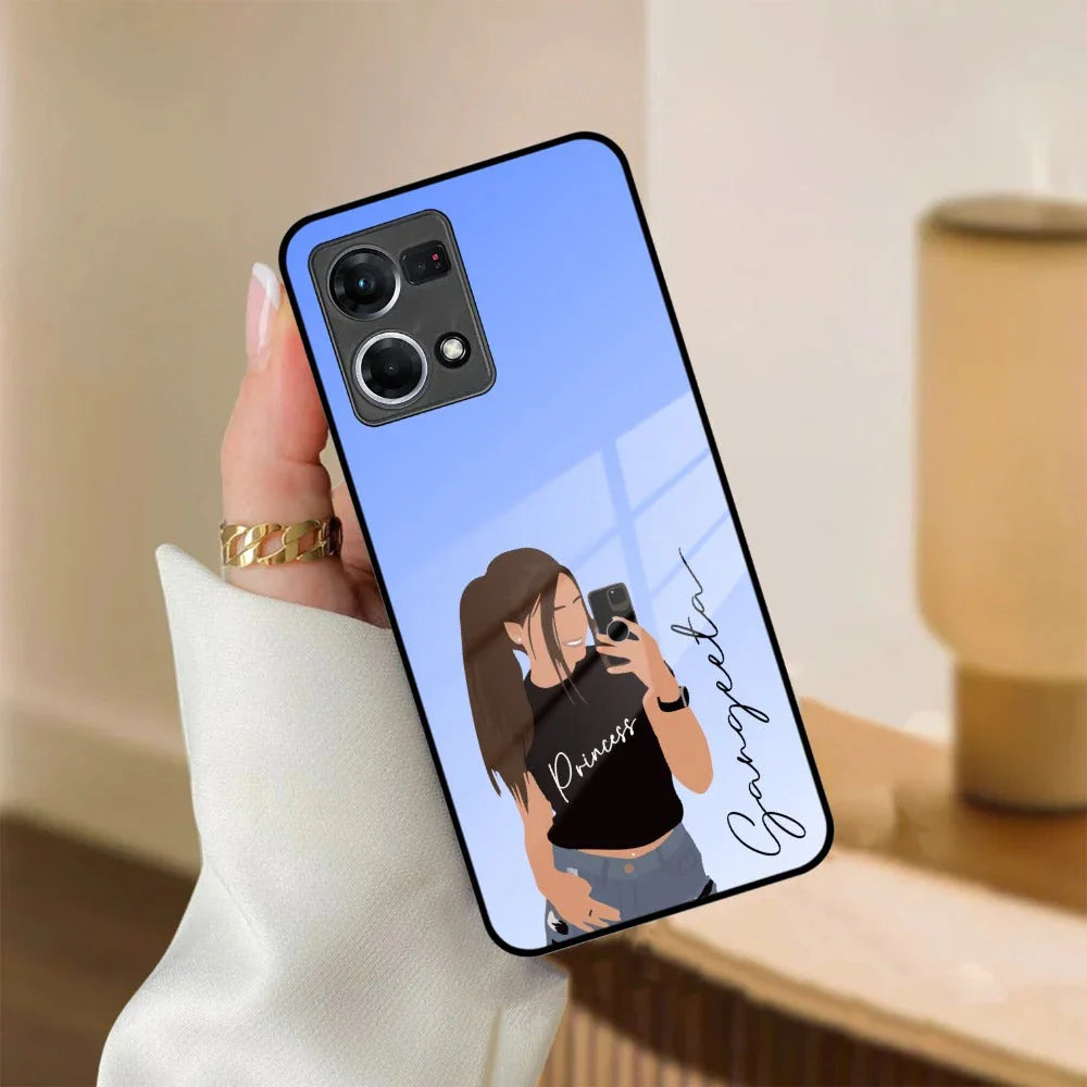 Mobile Girl Glass Case Cover For Oppo - ShopOnCliQ