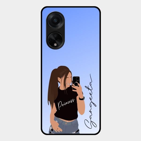 Mobile Girl Glass Case Cover For Oppo F23 5G