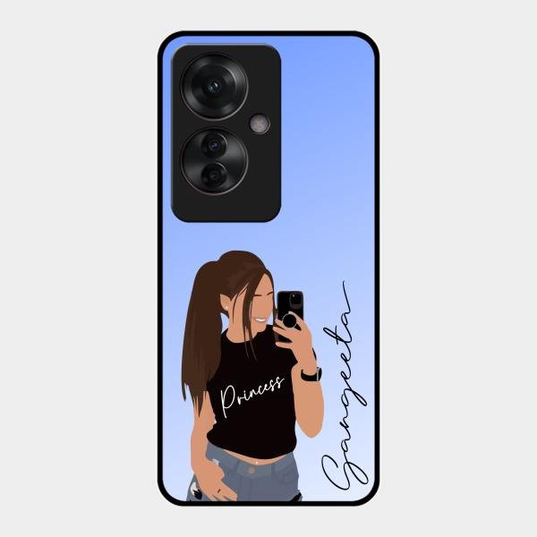 Mobile Girl Glass Case Cover For Oppo F25 Pro 5G
