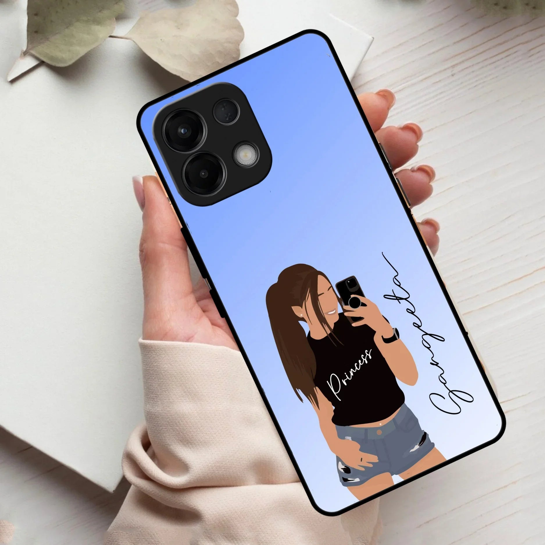 Mobile Girl Glass Case Cover For Oppo - ShopOnCliQ
