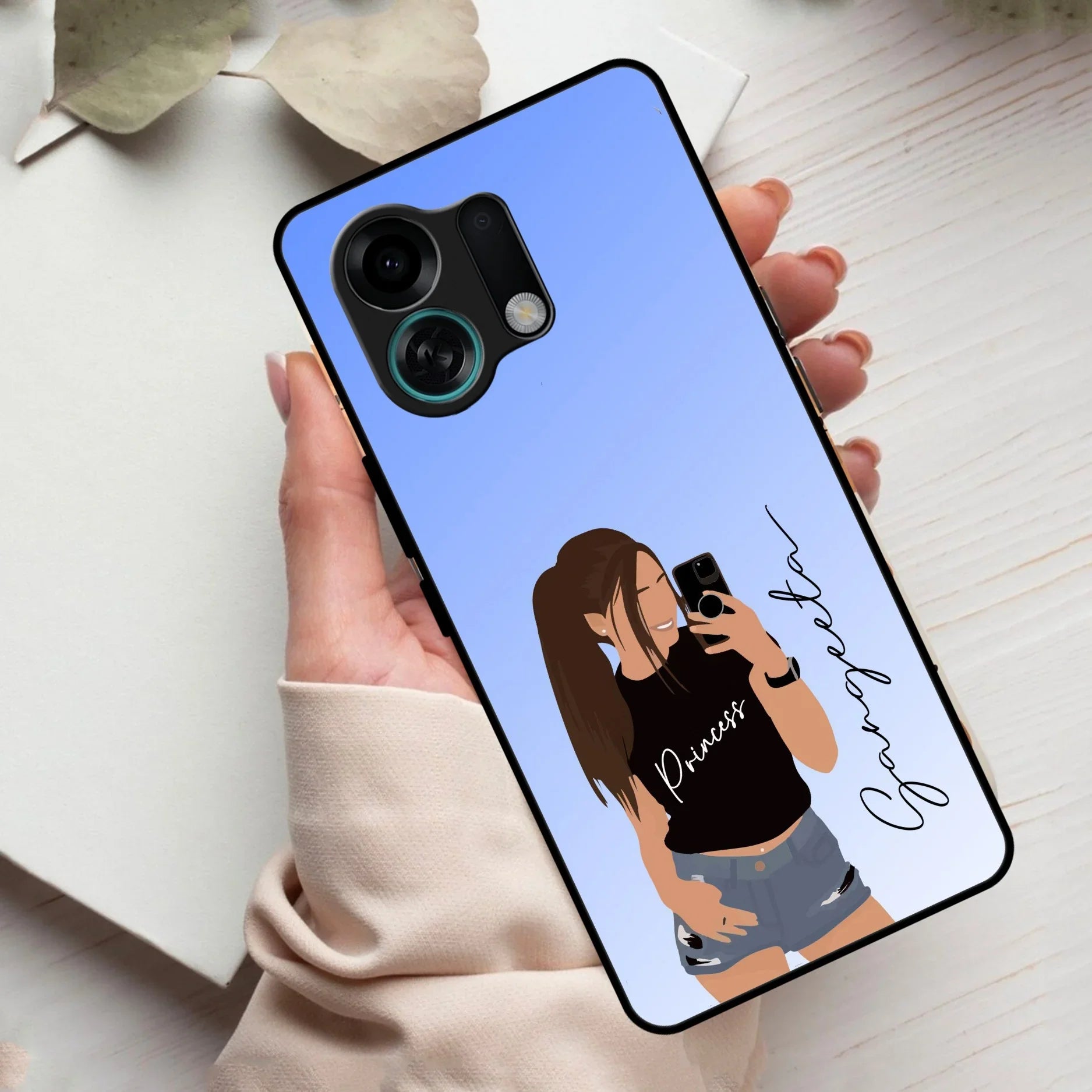 Mobile Girl Glass Case Cover For Oppo - ShopOnCliQ