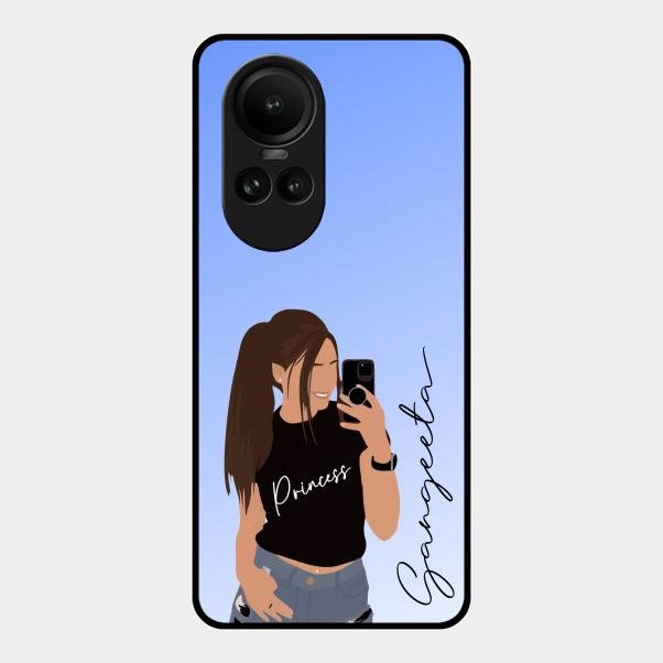 Mobile Girl Glass Case Cover For Oppo Reno 10 Pro 5G