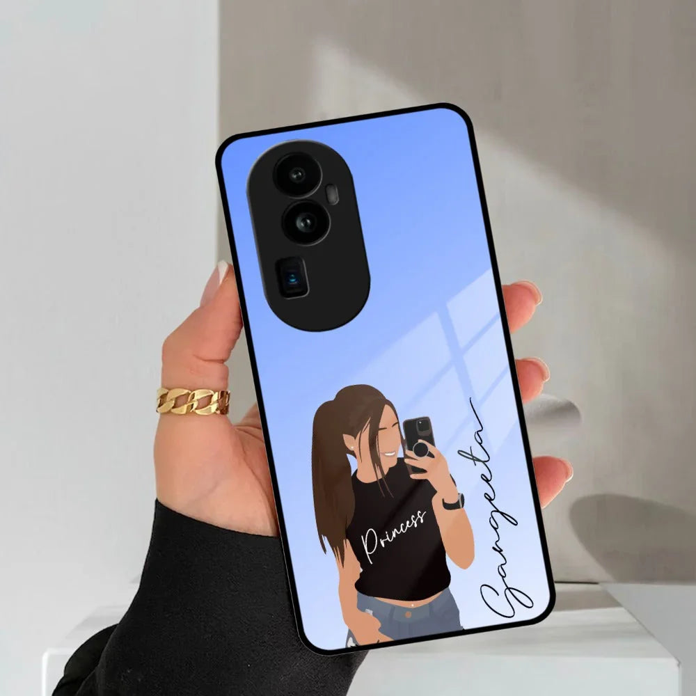 Mobile Girl Glass Case Cover For Oppo - ShopOnCliQ