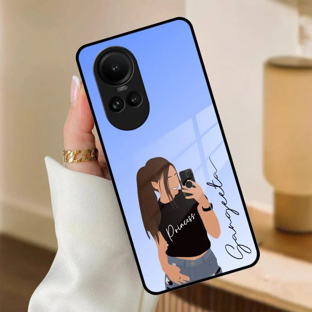 Mobile Girl Glass Case Cover For Oppo - ShopOnCliQ