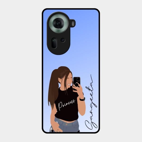 Mobile Girl Glass Case Cover For Oppo Reno 11 5G