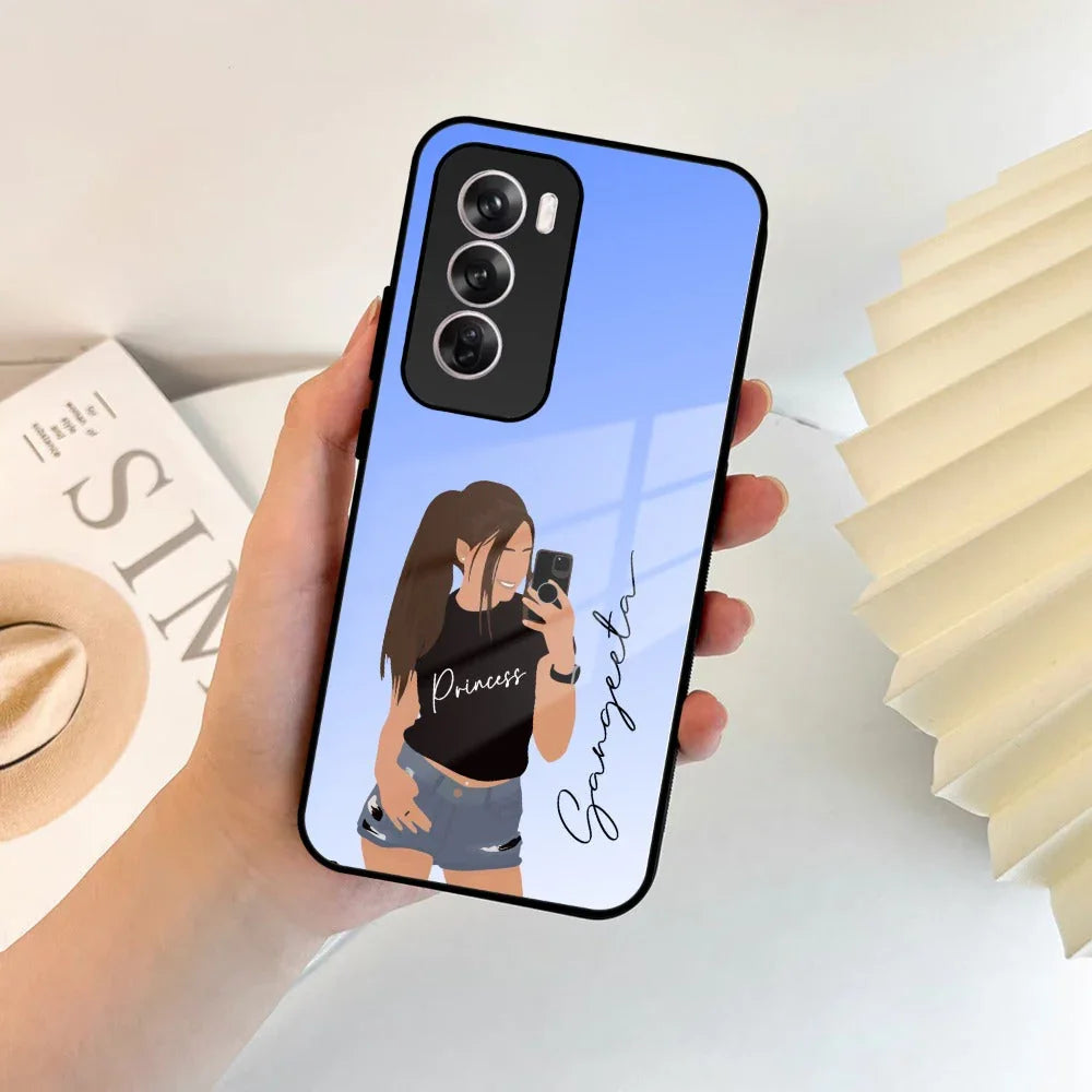 Mobile Girl Glass Case Cover For Oppo - ShopOnCliQ