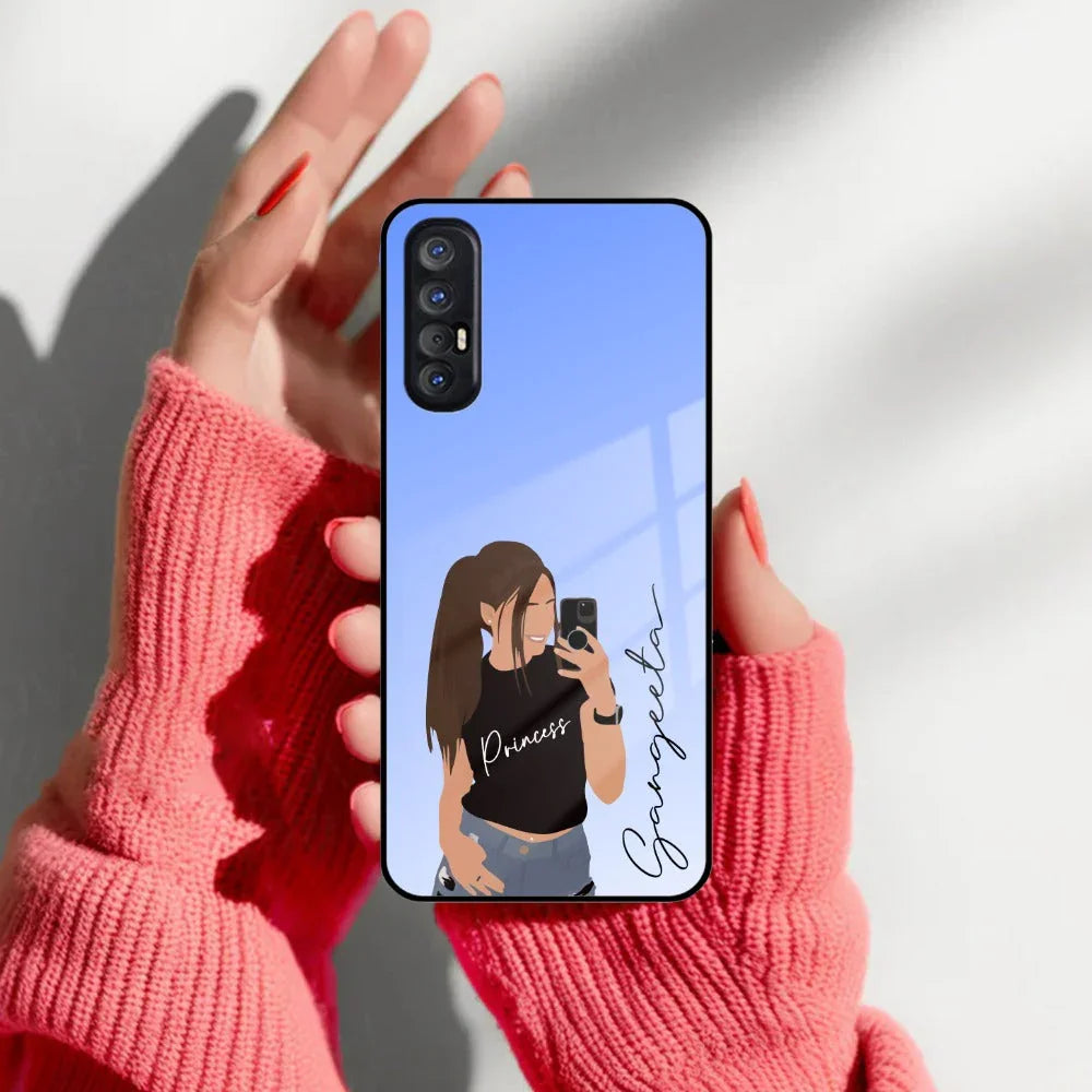 Mobile Girl Glass Case Cover For Oppo - ShopOnCliQ