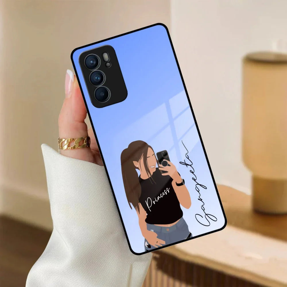 Mobile Girl Glass Case Cover For Oppo - ShopOnCliQ